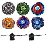 Gyros 6'lı Paket Bey Burst Battling Üstleri Metal Füzyon Başlangıç Seti Çıkartmalar İki Fırlatıcı