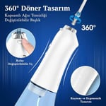H2ofloss Şarjlı Kablosuz Ağız Duşu, Hızlı ve Etkili Diş Arası Temizliği – 300 ml Su Hazneli, 5 Modlu, 6 Başlıklı, IPX7 Su Geçirmez, Diş Taşı Temizliği (Beyaz)