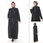 HACER TAŞ İŞLEMELİ MEDİNE İPEĞİ BÜYÜK BEDEN KADIN FERACE