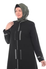 HACER TAŞ İŞLEMELİ MEDİNE İPEĞİ BÜYÜK BEDEN KADIN FERACE