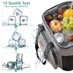 HAEGS Termal Çanta, Soğuk Sıcak Tutucu Yalıtımlı Beslenme Çantası, Soğutucu Buzluk Yemek Çantası 15L - Gri - Seçenekler: 8,5 Lt, 15 Lt