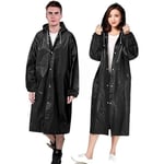 Hafif Taşınabilir Yağmurluk, Tekrar Kullanılabilir Unisex Yağmurluk,Uzun Panço Kadın Erkek Açık Ceketler Kapüşonlu Yağmurluk Eva Kumaş Yürüyüş, Kamp, Bisiklet için En İyisi, siyah, One Size