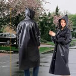 Hafif Taşınabilir Yağmurluk, Tekrar Kullanılabilir Unisex Yağmurluk,Uzun Panço Kadın Erkek Açık Ceketler Kapüşonlu Yağmurluk Eva Kumaş Yürüyüş, Kamp, Bisiklet için En İyisi, siyah, One Size