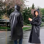 Hafif Taşınabilir Yağmurluk, Tekrar Kullanılabilir Unisex Yağmurluk,Uzun Panço Kadın Erkek Açık Ceketler Kapüşonlu Yağmurluk Eva Kumaş Yürüyüş, Kamp, Bisiklet için En İyisi, siyah, One Size