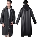 Hafif Taşınabilir Yağmurluk, Tekrar Kullanılabilir Unisex Yağmurluk,Uzun Panço Kadın Erkek Açık Ceketler Kapüşonlu Yağmurluk Eva Kumaş Yürüyüş, Kamp, Bisiklet için En İyisi, siyah, One Size
