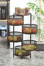 HAFSA HOME 5 KATLI AÇILIR KAPANIR PASLANMAZ METAL SEBZELİK (SİYAH)