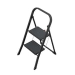 Hailo K44 StandardLine katlanır basamak – 2 kademeli çelik merdiven, büyük basamaklar ve kaymaz paspaslar – Çalışma yüksekliği 2,46 m'ye kadar – Ağırlık: 4,8 kg – Siyah