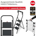 Hailo K70 StandardLine alüminyum katlanır merdiven, 3 büyük çelik basamaklı, kaymaz matlı, 150 kg'a kadar taşıma kapasitesi, katlanır emniyetli merdiven, özellikle hafif ve kolay saklanabilir, gümüş