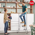 Hailo K70 StandardLine alüminyum katlanır merdiven, 3 büyük çelik basamaklı, kaymaz matlı, 150 kg'a kadar taşıma kapasitesi, katlanır emniyetli merdiven, özellikle hafif ve kolay saklanabilir, gümüş
