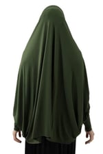 Haki Hazır Pratik Sultanbaş Tesettür Kollu Penye Sufle Eşarp Hijab Haki