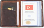 Hakiki Deri Araç Ruhsat Kılıfı/Kabı Camel