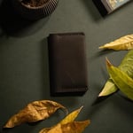Hakiki Deri Cüzdan, gerçek deri kartlık, katlanabilen kartlık, minimalist cüzdan, kart ve kağıt para, kredi kartı, kartvizitlik (Siyah)