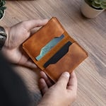 Hakiki Deri Cüzdan, gerçek deri kartlık, katlanabilen kartlık, minimalist cüzdan, kart ve kağıt para, kredi kartı, kartvizitlik (Camel)