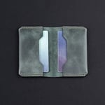 Hakiki Deri Cüzdan, gerçek deri kartlık, katlanabilen kartlık, minimalist cüzdan, kart ve kağıt para, kredi kartı, kartvizitlik (Okyanus Yeşili)