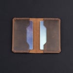 Hakiki Deri Cüzdan, gerçek deri kartlık, katlanabilen kartlık, minimalist cüzdan, kart ve kağıt para, kredi kartı, kartvizitlik (Taba - Açık Kahverengi)