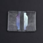 Hakiki Deri Cüzdan, gerçek deri kartlık, katlanabilen kartlık, minimalist cüzdan, kart ve kağıt para, kredi kartı, kartvizitlik (Antrasit - Gri)