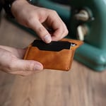 Hakiki Deri Cüzdan, gerçek deri kartlık, katlanabilen kartlık, minimalist cüzdan, kart ve kağıt para, kredi kartı, kartvizitlik (Camel)