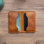 Hakiki Deri Cüzdan, gerçek deri kartlık, katlanabilen kartlık, minimalist cüzdan, kart ve kağıt para, kredi kartı, kartvizitlik (Camel)