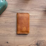 Hakiki Deri Cüzdan, gerçek deri kartlık, katlanabilen kartlık, minimalist cüzdan, kart ve kağıt para, kredi kartı, kartvizitlik (Camel)