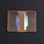Hakiki Deri Cüzdan, gerçek deri kartlık, katlanabilen kartlık, minimalist cüzdan, kart ve kağıt para, kredi kartı, kartvizitlik (Taba - Açık Kahverengi)