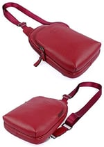 Hakiki Deri Kırmızı Kadın Body Bag Sırt Çantası 8155-KR