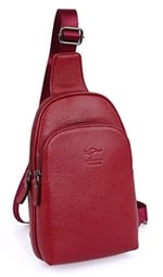 Hakiki Deri Kırmızı Kadın Body Bag Sırt Çantası 8155-KR
