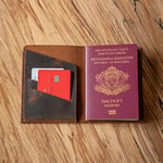 Hakiki Deri Pasaport Cüzdanı, Pasaport Kılıfı, Seyehat Cüzdanı, Gerçek Deri ve El yapımı, Minimalist Tasarım, Pasaport ve Kartlık (Taba - Açık Kahverengi)