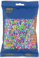 Hama Boncuk 201-50 ütü boncuğu torbası, yakl. 3.000 renkli midi el işi boncuğu, 5 mm çapında, pastel karışım, büyükler ve küçükler için yaratıcı el işi eğlencesi
