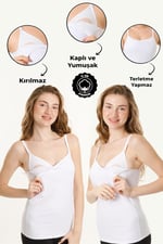 Hamile Kaplı Emzirme Atletli 2li Set beyaz-beyaz