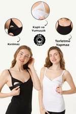 Hamile Kaplı Emzirme Atletli 2li Set siyah-beyaz