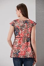 Hamile Şifon Parmak Desen Tunik (as8, numeric_height, Standart, Mercan, 44)