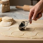 Hamur Kesici, Paslanmaz Çelik Dayanıklı Tasarım, Dönerek Yuvarlak Hamur Kesimi, Kolay Temizlenebilir, Ev Ofis Restoran Kullanımına Uygun Çok Amaçlı Yuvarlak Hamur Mantı Börek Kurabiye Kalıbı Aparatı