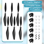 Hanaive 6 Takım RC Uçak Pervanesi TR-C385 ve TR-C285G Pervaneler RC Uçak Karbon Fiber Burun Konisi Pervane Koruyucular ve Adaptörlerle Uyumlu