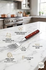 Hand Caft Serisi Mutfak Bıçak Çatal Paduk Sap 6'lı Steak Et Kahvaltı Yemek Çatalı (MFT-2547)
