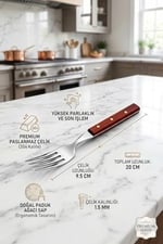 Hand Caft Serisi Mutfak Bıçak Çatal Paduk Sap 6'lı Steak Et Kahvaltı Yemek Çatalı (MFT-2547)