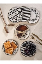 Handmade Trendy All in Black 6 lı Pasta Seti 19 cm