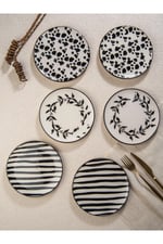 Handmade Trendy All in Black 6 lı Pasta Seti 19 cm