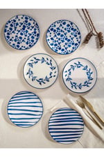 Handmade Trendy All in Blue 6 lı Pasta Seti 19 cm