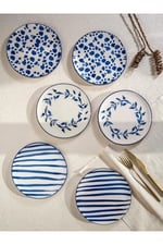 Handmade Trendy All in Blue 6 lı Pasta Seti 19 cm