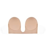 HANSCA Women's Self Adhesive Strapless Backless Bras Reusable Invisible Sticky Bra U Plunge Push Up