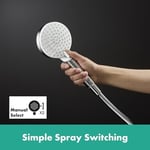 hansgrohe Crometta - Duş Başlığı, 2 Püskürtme Türlü El Duşu (Çap 100 mm), Kireç Önleyici Fonksiyonlu Duş Başlığı, Beyaz/Krom