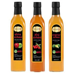 Hanzade Bitkisel Elma + Alıç + Enginar Sirkesi 500 ML 3'lü Set Doğal Fermantasyon İçilebilir Katkısız Cam Şişe