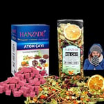 Hanzade Bitkisel Kış Çayı 200 Gr + Atom Çayı 150 Gr Kış Seti Propolisli - C Vitaminli - Kara Mürverli Zengin İçerikli