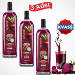 Hanzade Bitkisel Pancar Kvass Fermente Kırmızı Pancar İçeren Kür 1 Litre x 3 Adet Cam Şişe