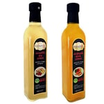 Hanzade Bitkisel Zencefilli Alıç + Zerdeçallı Elma Sirkesi 500 ML 2'li Set Doğal Fermantasyon İçilebilir Katkısız Cam Şişe