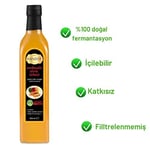 Hanzade Bitkisel Zerdeçallı Elma Sirkesi 500 ML Doğal Fermantasyon İçilebilir Katkısız Cam Şişe