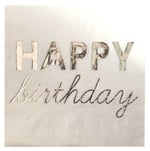 Happy Birthday Gümüş Baskılı Varak Peçete 16 Adet