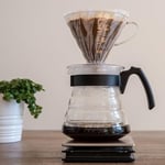 Hario Craft Kit V60 Cam Kahve Servisi Sunuculu Plastik Damlatıcı, Ölçüm Kaşığı ve Filtreli, Borosilikat, Siyah, Boyut 2