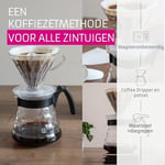 Hario Craft Kit V60 Cam Kahve Servisi Sunuculu Plastik Damlatıcı, Ölçüm Kaşığı ve Filtreli, Borosilikat, Siyah, Boyut 2
