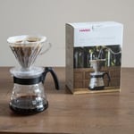 Hario Craft Kit V60 Cam Kahve Servisi Sunuculu Plastik Damlatıcı, Ölçüm Kaşığı ve Filtreli, Borosilikat, Siyah, Boyut 2